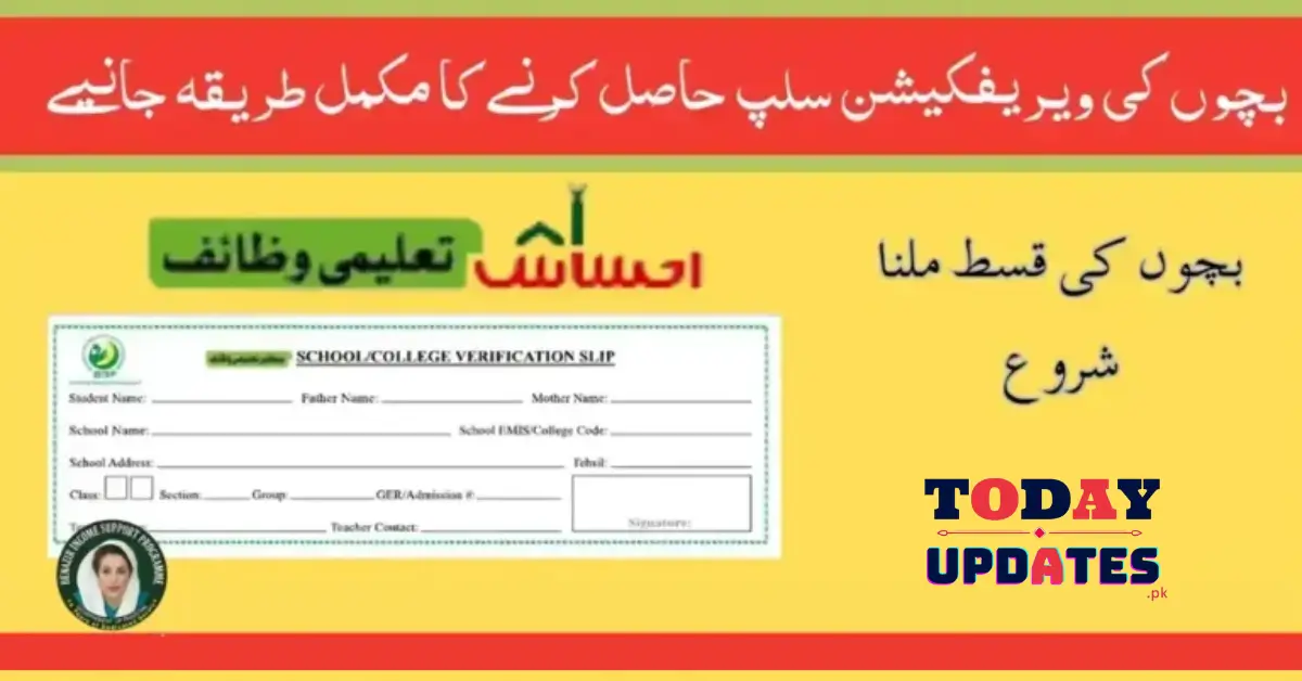 Ehsaas Taleemi Wazaif Announces School Verification Slip Through NADRA Office