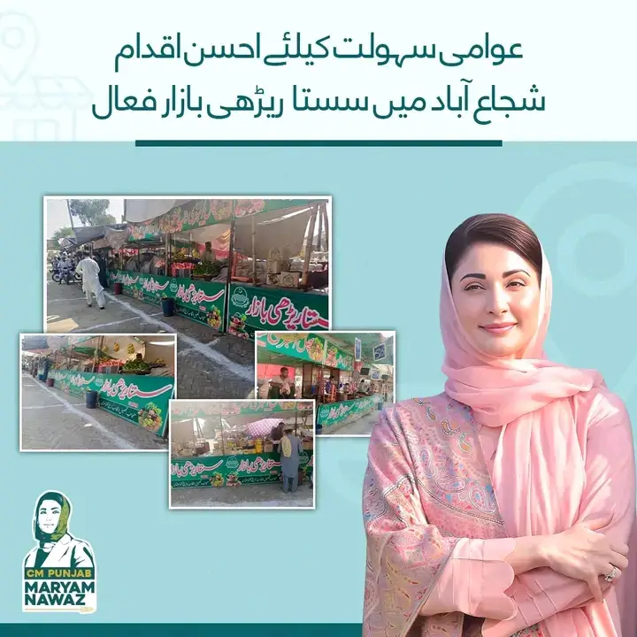 Chief Minister Maryam Nawaz Sharif announced that the "Sasta Rarhi Bazar" is Active in Shujaabad and Bahawalpur