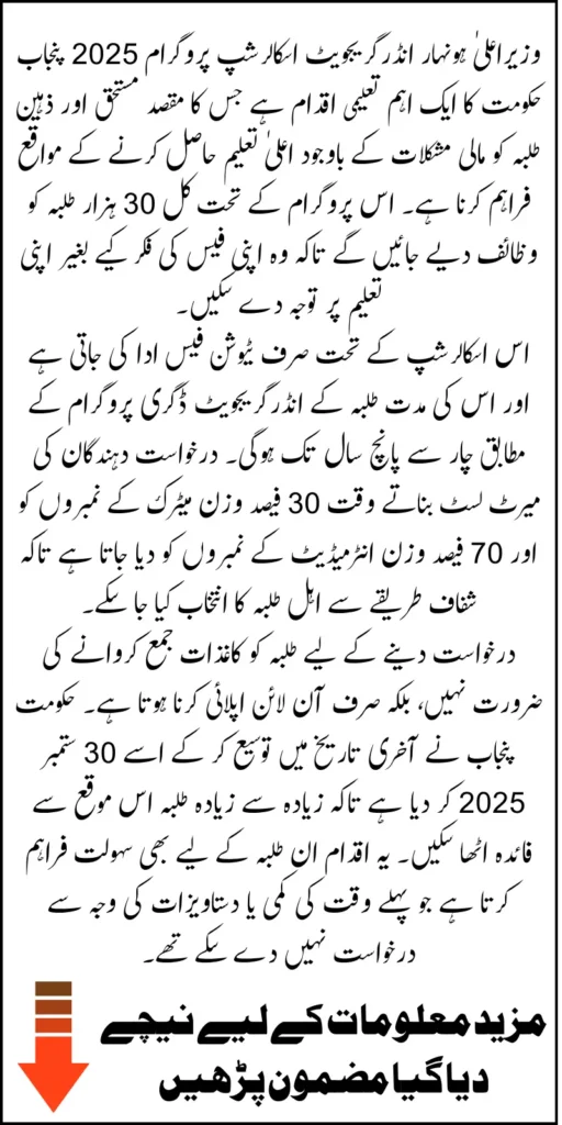 Honhaar Scholarship Program 2025 Last Date Extended Know Full Details